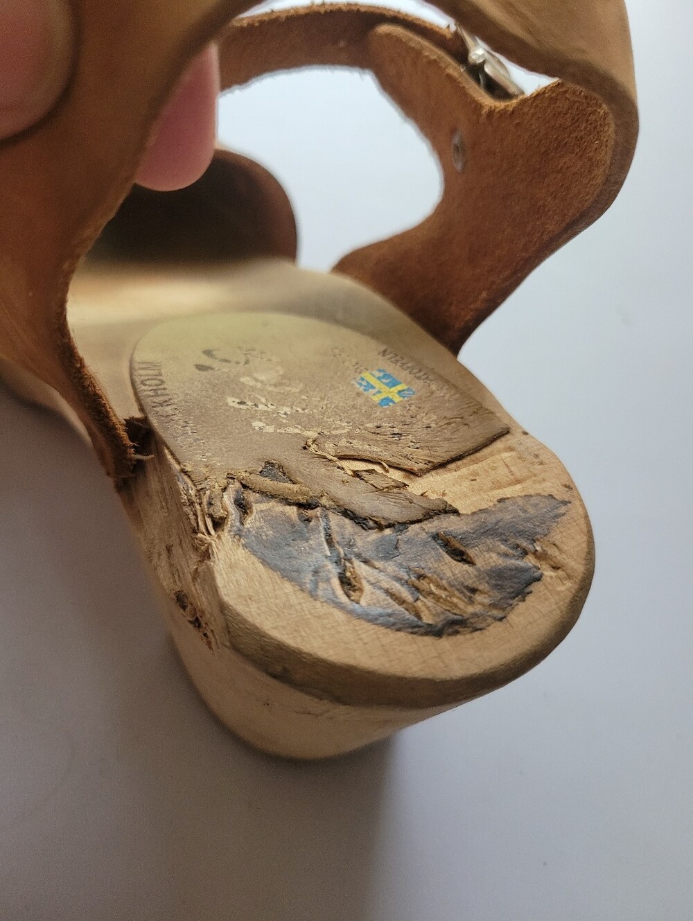 Lotta's 38/7.5 Women's Tan Leather Slingback Clog Sandals - Picture 8 of 10